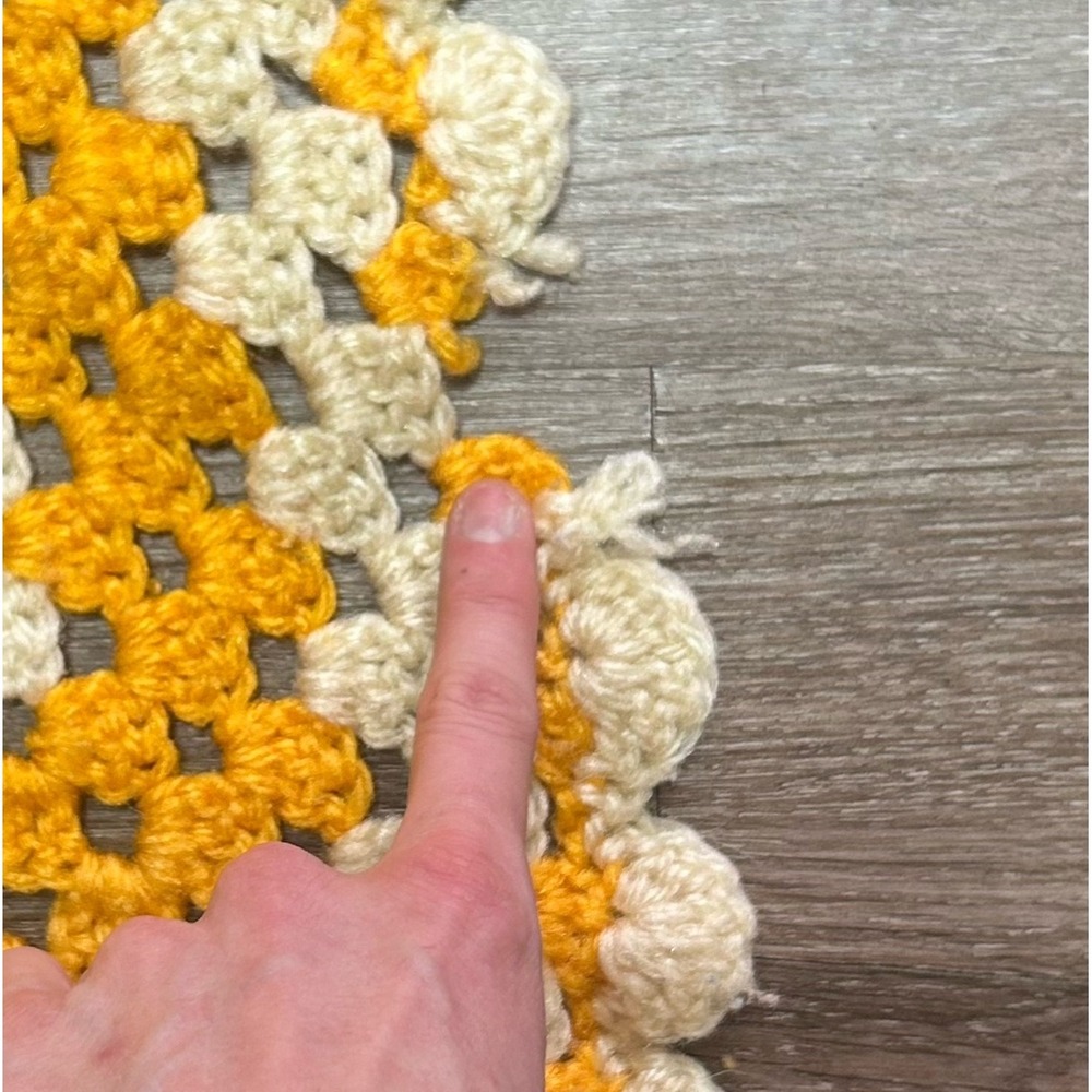 Handmade Crochet Cottagecore Afghan Blanket Orange Retro Granny Square Large VTG - Picture 6 of 7